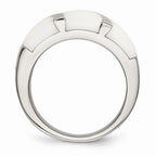 Sophia Jewelers Polished Stainless Steel White Enamel Fashion Ring