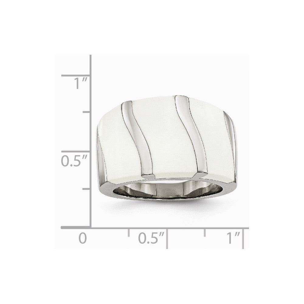 Stainless Steel White Enamel Ring