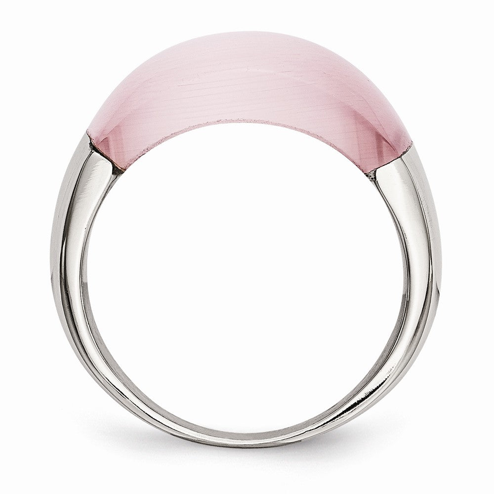 Stainless Steel 8mm Pink Cat's Eye Ring