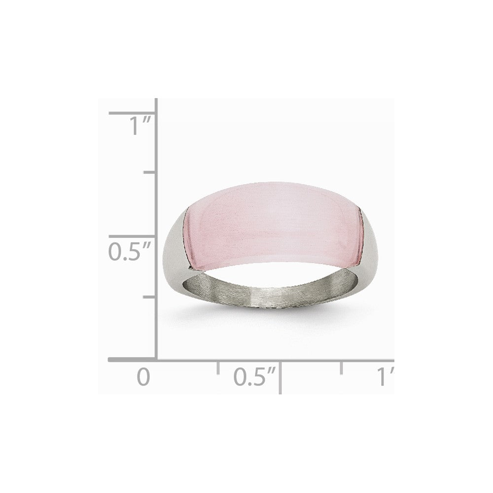 Stainless Steel 8mm Pink Cat's Eye Ring