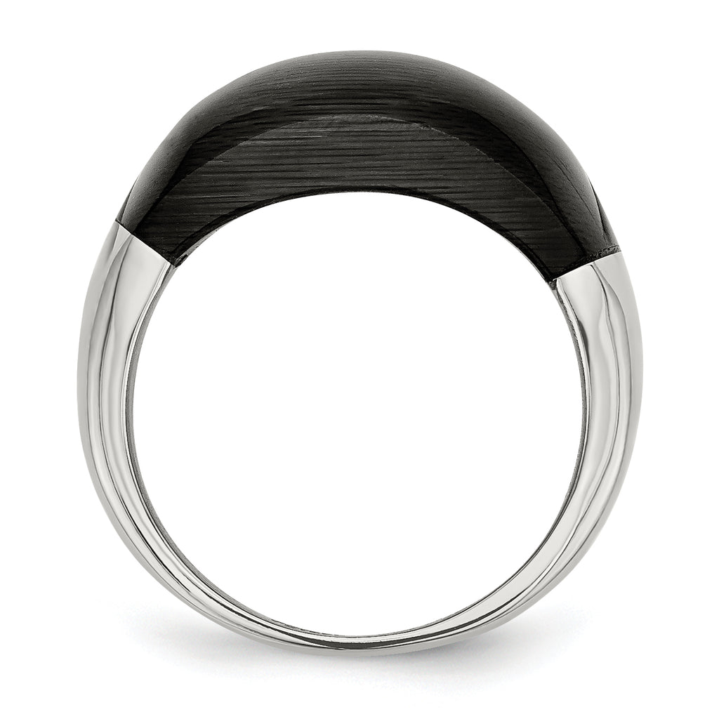 Black Cat's Eye Ring in Stainless Steel, 12mm