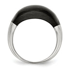 Black Cat's Eye Ring in Stainless Steel, 12mm