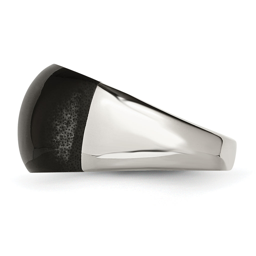 Black Cat's Eye Ring in Stainless Steel, 12mm