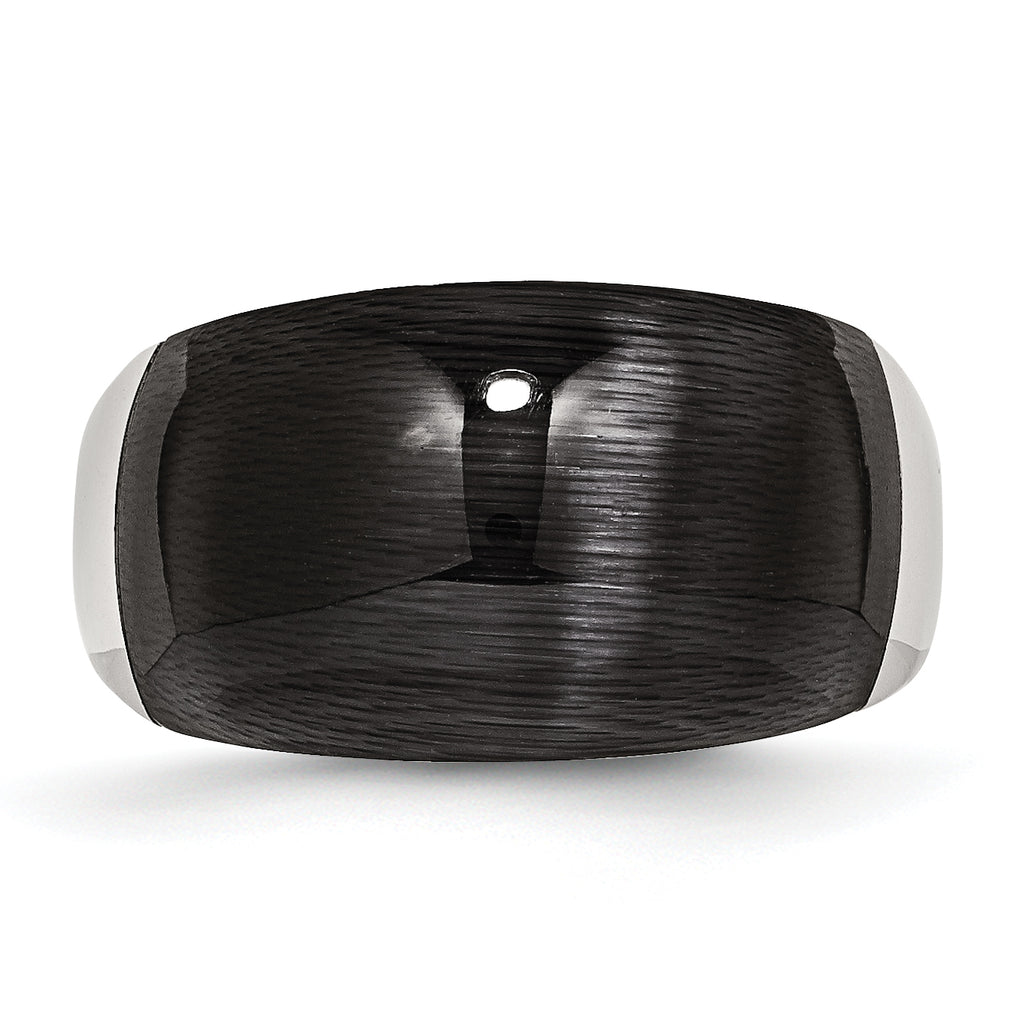Black Cat's Eye Ring in Stainless Steel, 12mm