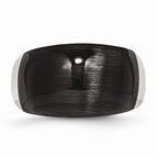 Stainless Steel Fashion Ring with Black Cat's Eye Stone 12mm Brushed Finish