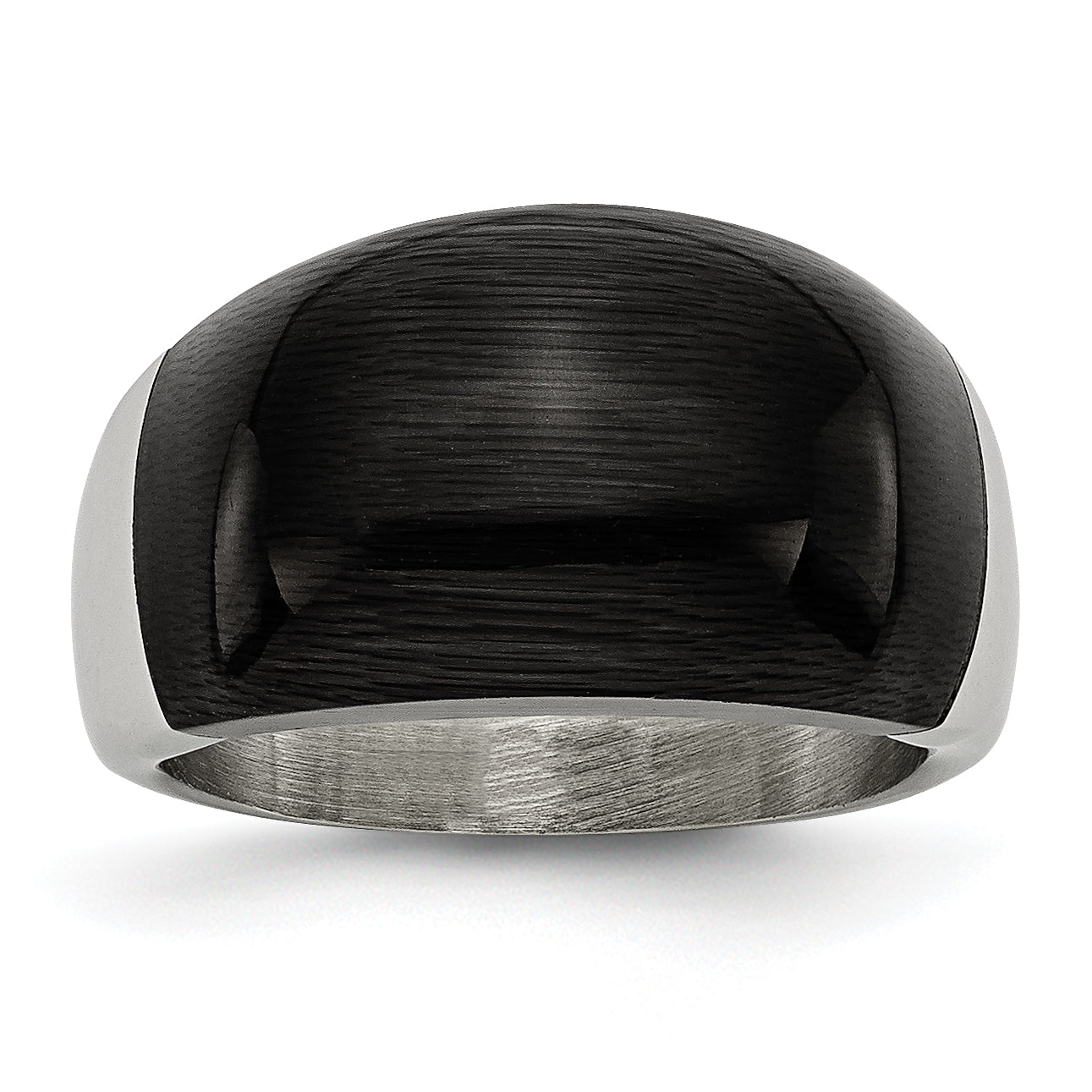 Stainless Steel 12mm Black Cat's Eye Ring Main image
