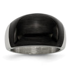 Stainless Steel Fashion Ring with Black Cat's Eye Stone 12mm Brushed Finish