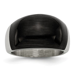 Stainless Steel Fashion Ring with Black Cat's Eye Stone 12mm Brushed Finish - 6