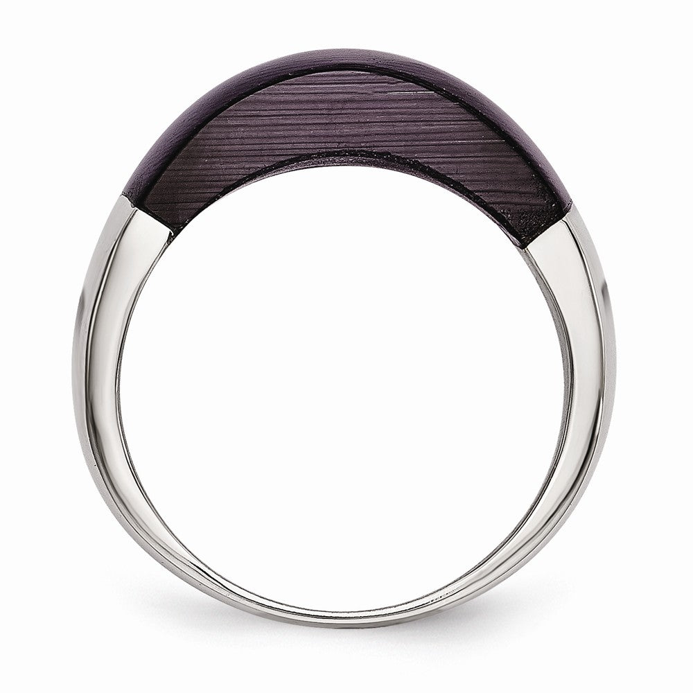 Stainless Steel Black Cat's Eye Fashion Ring with Brushed Finish - 6