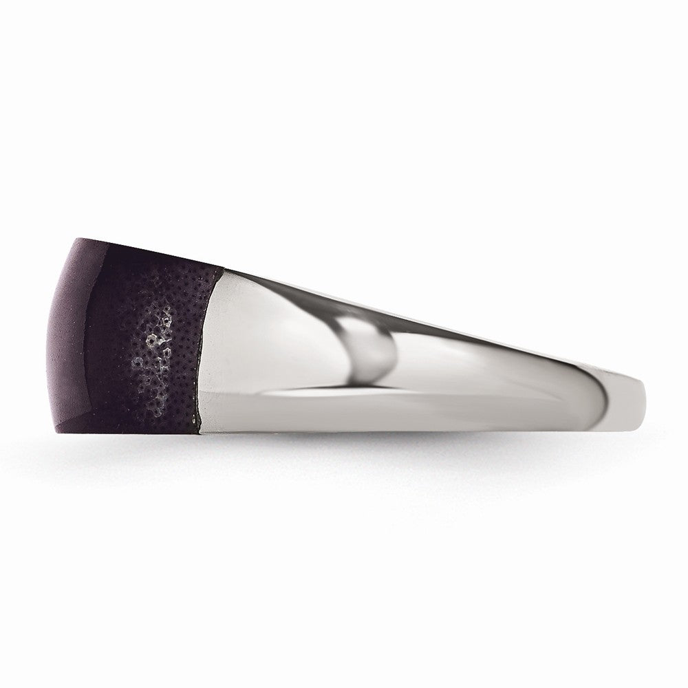 Stainless Steel Black Cat's Eye Fashion Ring with Brushed Finish