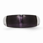 Stainless Steel Black Cat's Eye Fashion Ring with Brushed Finish