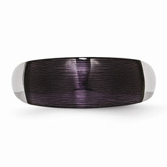 Stainless Steel Black Cat's Eye Fashion Ring with Brushed Finish - 6
