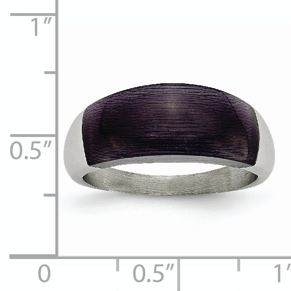 Stainless Steel 8mm Black Cat's Eye Ring