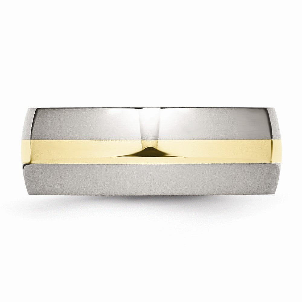 Sophia Jewelers 14K Gold Inlay Stainless Steel Wedding Band Engravable - 6 - 6