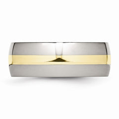 Sophia Jewelers 14K Gold Inlay Stainless Steel Wedding Band Engravable - 6 - 6