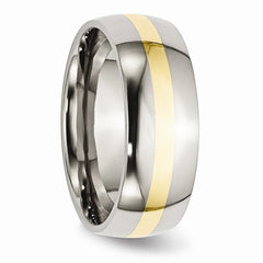 Sophia Jewelers 14K Gold Inlay Stainless Steel Wedding Band Engravable - 6 - 6
