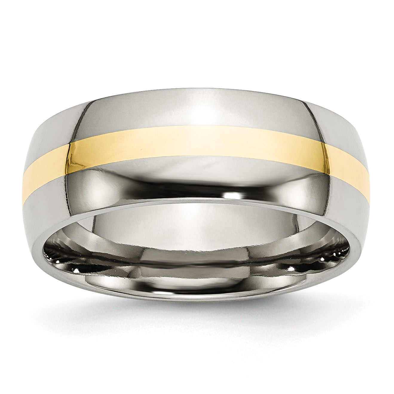 Stainless Steel with 14k Gold Inlay Polished 8mm Band Main image