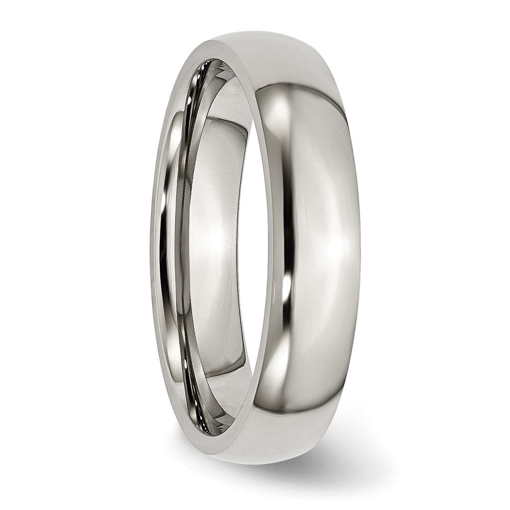 Comfort-Fit Half-Round Wedding Band in Stainless Steel, 5mm