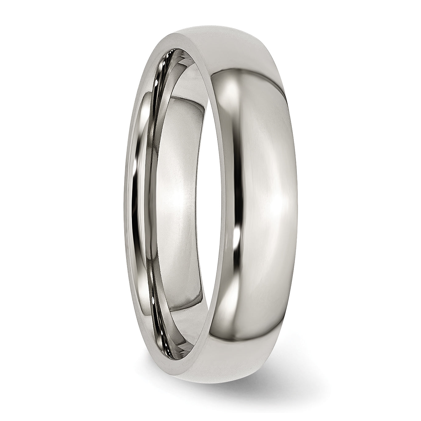 Comfort-Fit Half-Round Wedding Band in Stainless Steel, 5mm