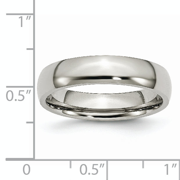 Comfort-Fit Half-Round Wedding Band in Stainless Steel, 5mm