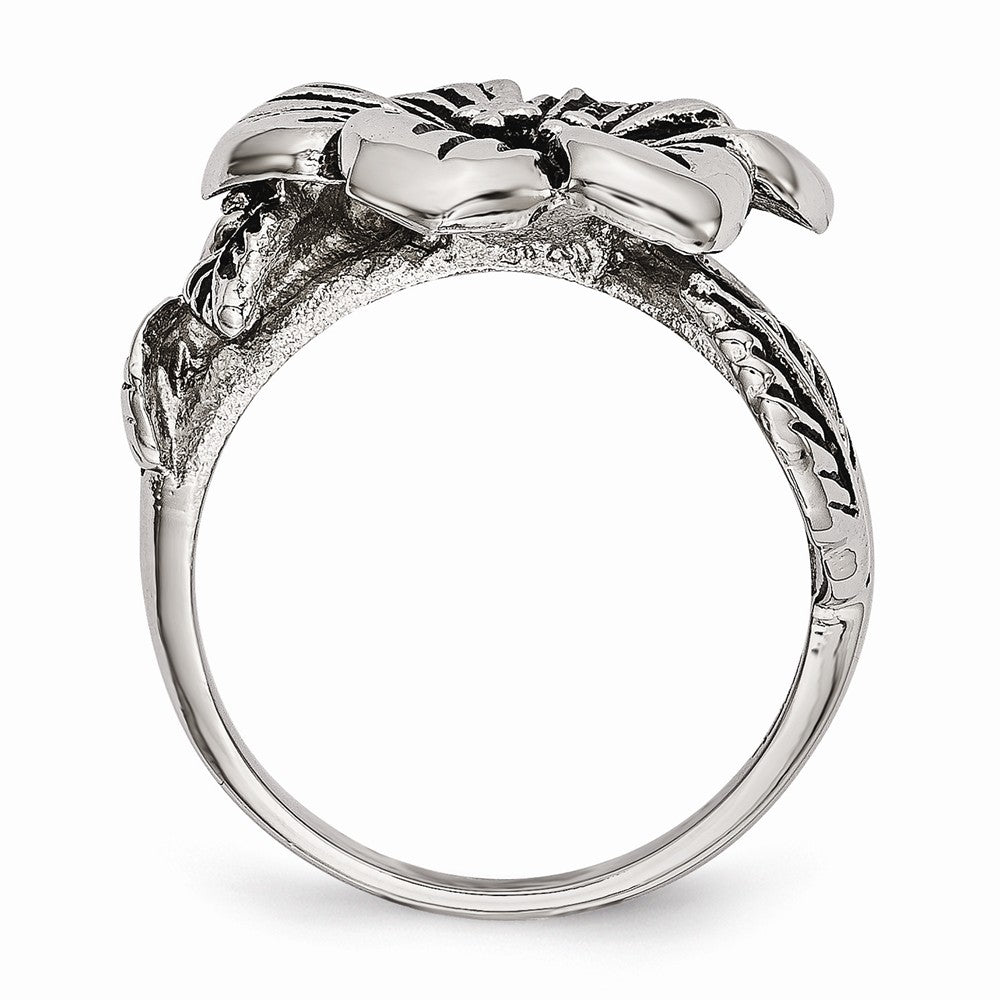 Sophia Jewelers Stainless Steel Antique Finish Flower Ring - 6 - 6