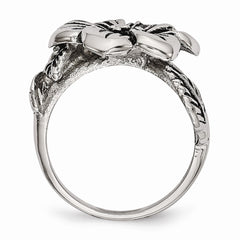 Sophia Jewelers Stainless Steel Antique Finish Flower Ring - 6 - 6