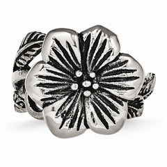 Sophia Jewelers Stainless Steel Antique Finish Flower Ring - 6 - 6