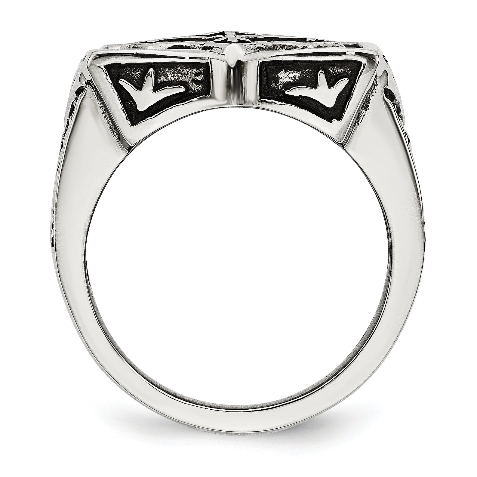Stainless Steel Antiqued Cross Ring Secondary image