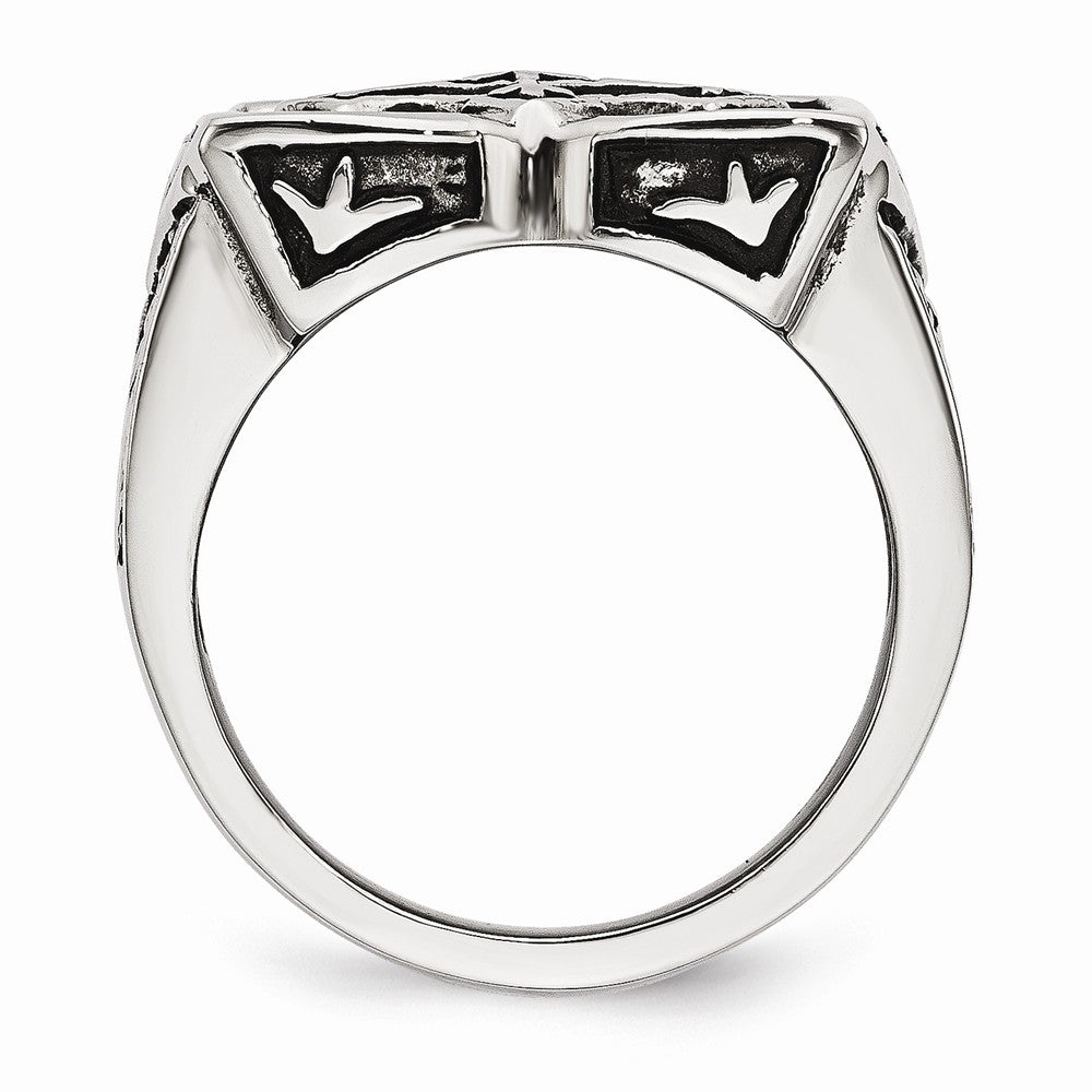 Sophia Jewelers Stainless Steel Antique Cross Ring with Polished Finish