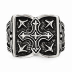 Sophia Jewelers Stainless Steel Antique Cross Ring with Polished Finish