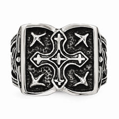 Sophia Jewelers Stainless Steel Antique Cross Ring with Polished Finish