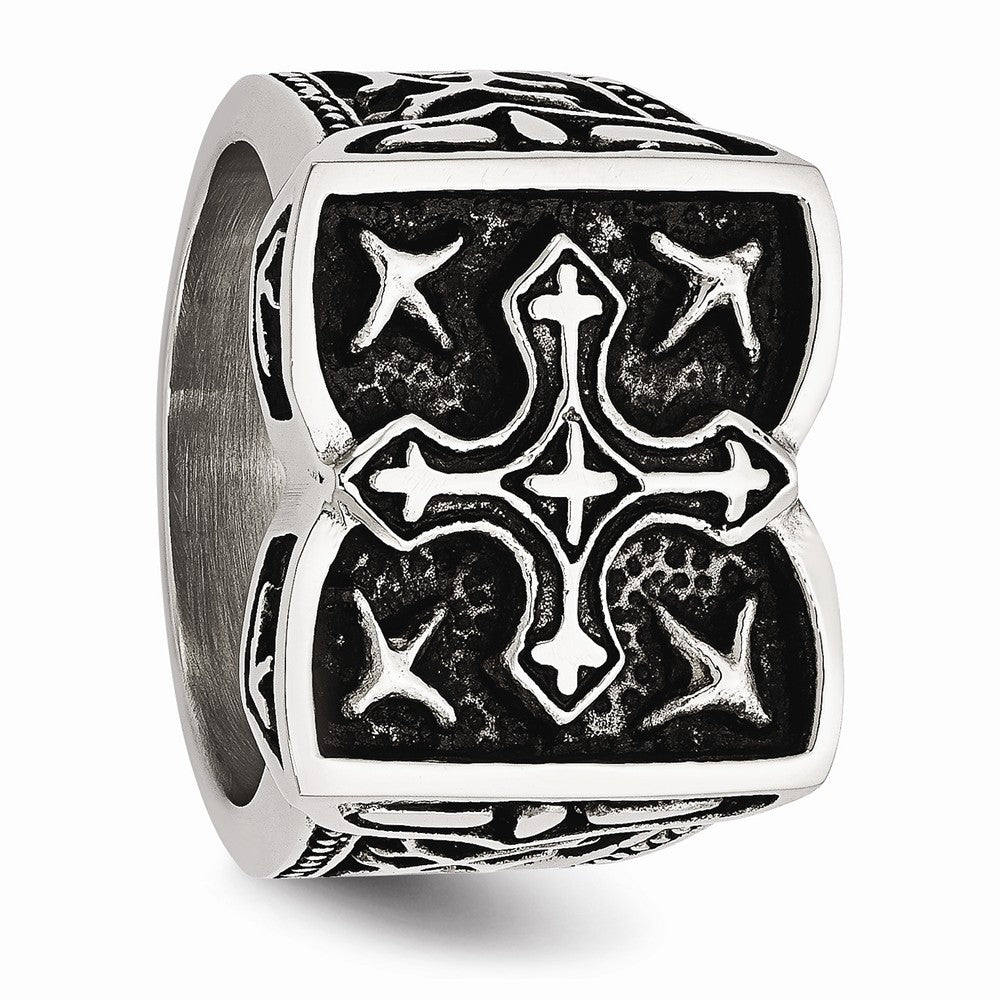 Sophia Jewelers Stainless Steel Antique Cross Ring with Polished Finish