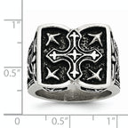 Stainless Steel Antiqued Cross Ring