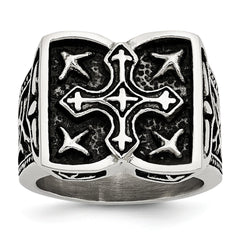 Sophia Jewelers Stainless Steel Antique Cross Ring with Polished Finish