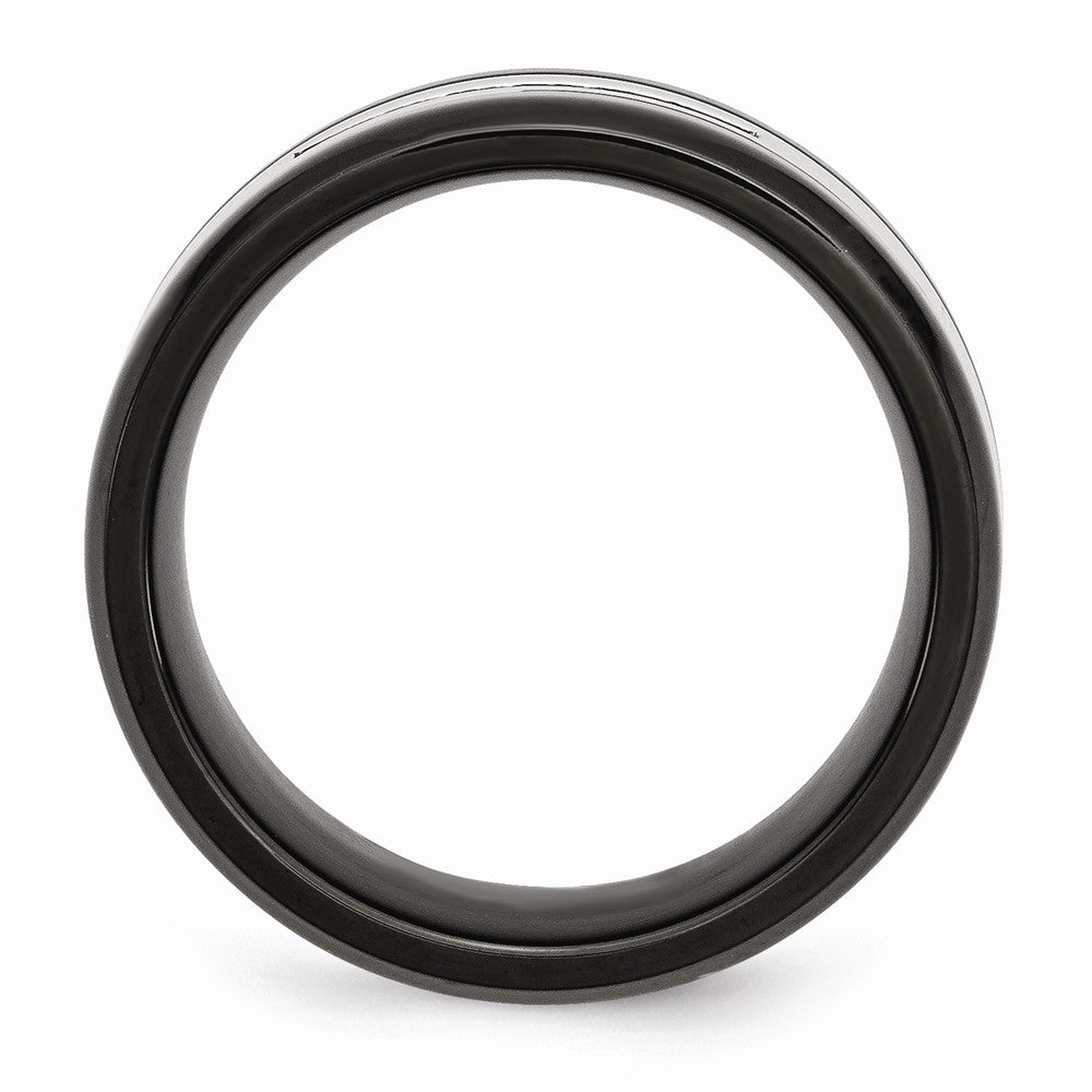 Sophia Jewelers Stainless Steel Wedding Band with Black Diamonds Polished Finish - 8