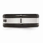 Sophia Jewelers Stainless Steel Wedding Band with Black Diamonds Polished Finish