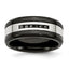 Sophia Jewelers Stainless Steel Wedding Band with Black Diamonds Polished Finish