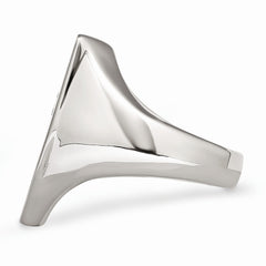 Stainless Steel Men's Ring with Black Diamond Shield Design - 9 - 9