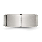 Stainless Steel Brushed Center Black IP-plated 1/6 Carat Diamond 9mm Band