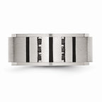 Stainless Steel Wedding Band with Black Diamonds and Engravable Modern IP-Plating