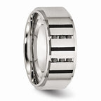 Stainless Steel Wedding Band with Black Diamonds and Engravable Modern IP-Plating