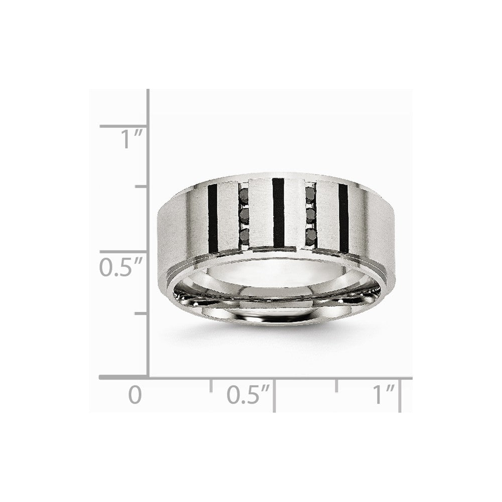 Stainless Steel Black IP-plated/Black Diamonds 9mm Brushed Band