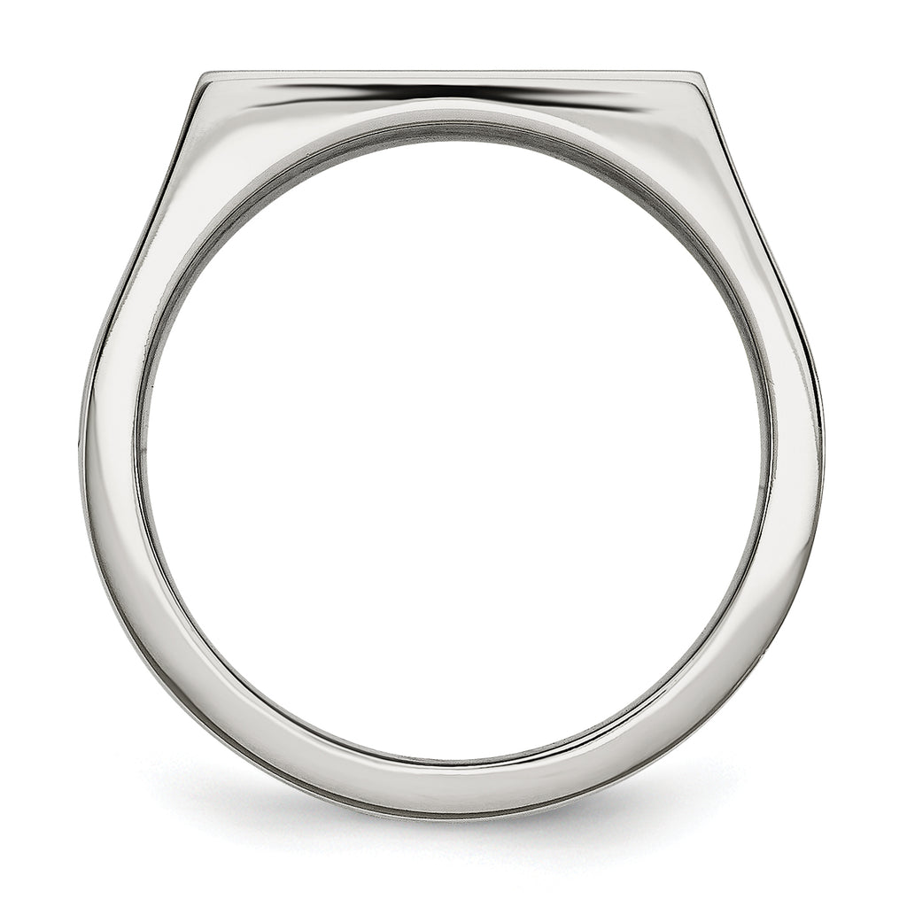 Stainless Steel Polished 1/4 Carat Black and White Diamond Ring