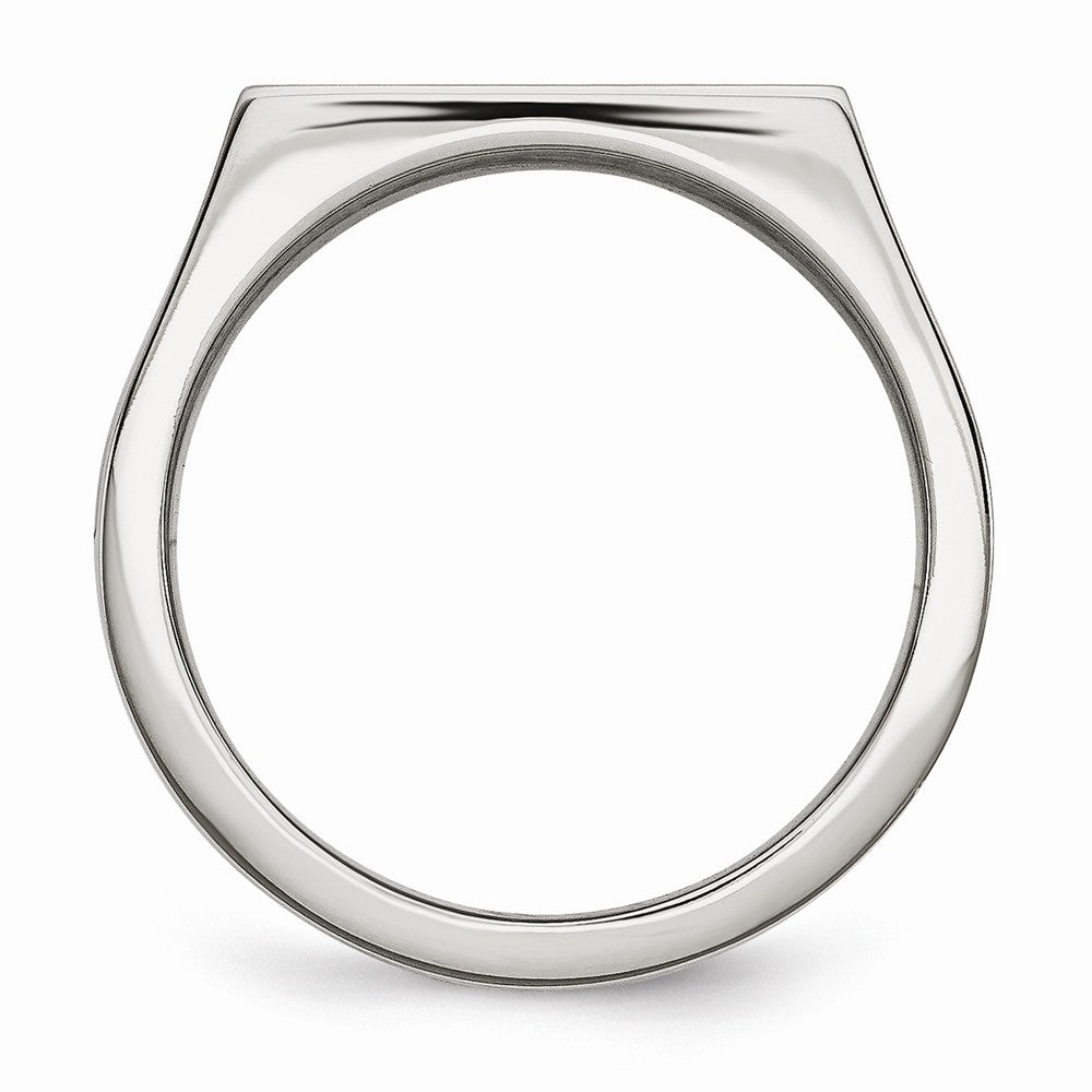 Stainless Steel Men's Ring with Black & White Diamonds Polished Elegance