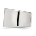 Stainless Steel Polished 1/4 Carat Black and White Diamond Ring
