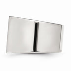 Stainless Steel Men's Ring with Black & White Diamonds Polished Elegance