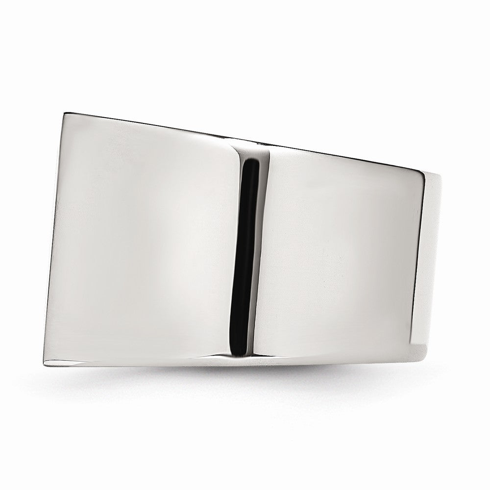 Stainless Steel Men's Ring with Black & White Diamonds Polished Elegance