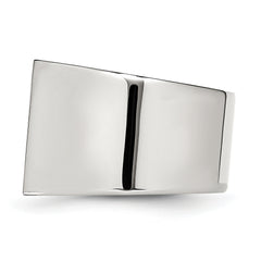 Stainless Steel Polished 1/4 Carat Black and White Diamond Ring