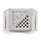 Stainless Steel Polished 1/4 Carat Black and White Diamond Ring