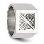 Stainless Steel Men's Ring with Black & White Diamonds Polished Elegance